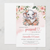Schattigee olifant in bloemenmand boho blush rozen kaart (Voorkant / Achterkant)