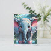 Schattigee olifant in de regen briefkaart (Staand voorkant)