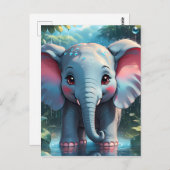 Schattigee olifant in de regen briefkaart (Voorkant / Achterkant)