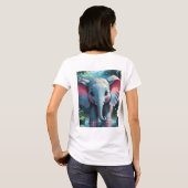 Schattigee olifant in de regen t-shirt (Achterkant volledig)