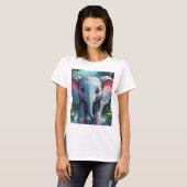 Schattigee olifant in de regen t-shirt (Voorkant volledig)