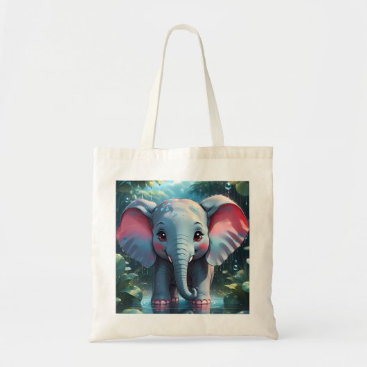 Schattigee olifant in de regen tote bag (Voorkant)