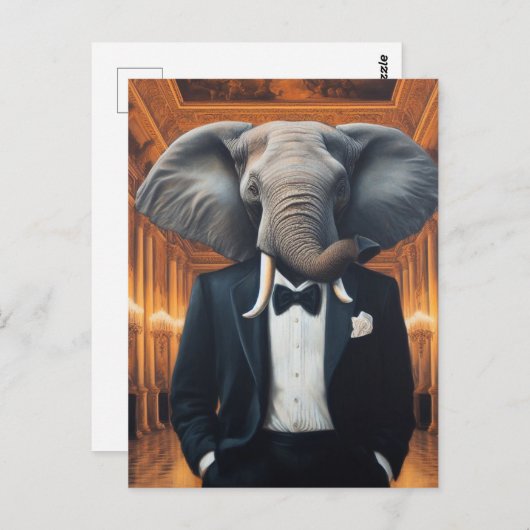 Schattigee olifant in een Tux Briefkaart (Voorkant / Achterkant)