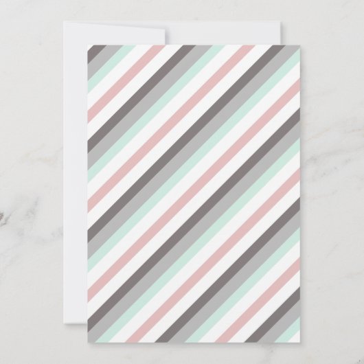 Schattigee olifant in roze en munt Baby shower per Kaart (Achterkant)