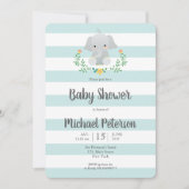 Schattigee olifant jongen baby shower uitnodiging (Voorkant)