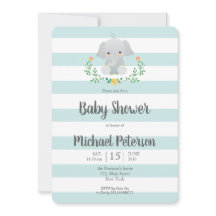 Schattigee olifant jongen baby shower uitnodiging