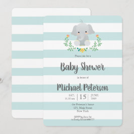Schattigee olifant jongen baby shower uitnodiging