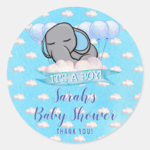 Schattigee Olifant Jongen Blauw Baby shower Waterv