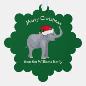 Schattigee olifant kerst aangepaste groen van cade ornament kaart (Voorkant)