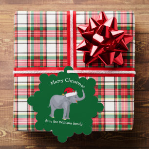 Schattigee olifant kerst aangepaste groen van cade ornament kaart