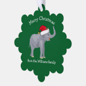Schattigee olifant kerst aangepaste groen van cade ornament kaart (Links)