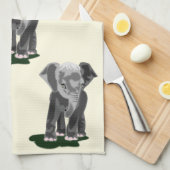Schattigee olifant keukenhanddoek (Quarter Fold)