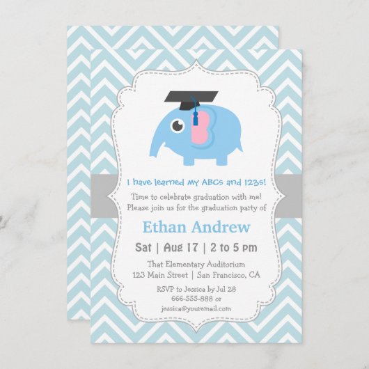 Schattigee Olifant Kinder kleuterschool Afstudeerf Kaart (Voorkant / Achterkant)