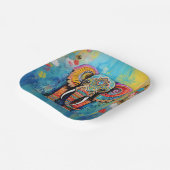 Schattigee olifant kleurrijke funky gemengde media papieren bordje (Gebogen)