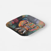 Schattigee olifant kleurrijke funky gemengde media papieren bordje (Gebogen)