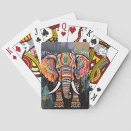 Schattigee olifant kleurrijke funky gemengde media pokerkaarten