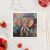 Schattigee olifant kleurrijke funky gemengde media servet (Insitu)