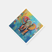 Schattigee olifant kleurrijke funky gemengde media servet (Hoek)