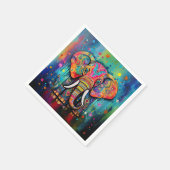 Schattigee olifant kleurrijke funky gemengde media servet (Hoek)