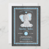 Schattigee Olifant Krijtbord Baby Boy Shower Kaart (Voorkant)