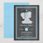 Schattigee Olifant Krijtbord Baby Boy Shower Kaart (Voorkant / Achterkant)