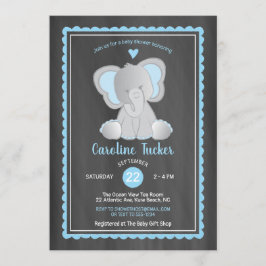 Schattigee Olifant Krijtbord Baby Boy Shower Kaart