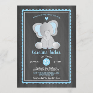 Schattigee Olifant Krijtbord Baby Boy Shower Kaart