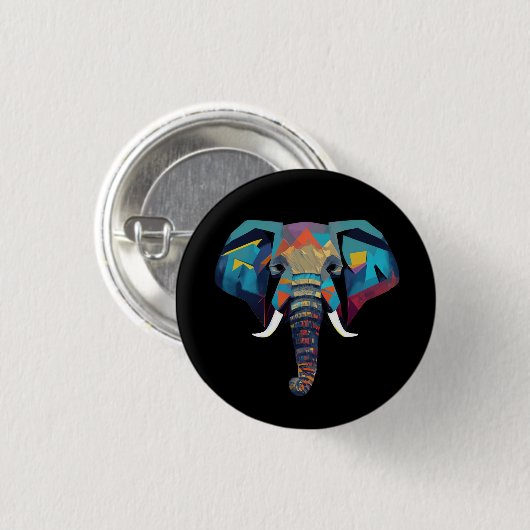 Schattigee olifant lage poly illustratie ronde button 3,2 cm (Voorkant /achterkant)