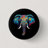 Schattigee olifant lage poly illustratie ronde button 3,2 cm (Voorkant)