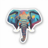 Schattigee olifant lage poly illustratie sticker (Voorkant)