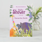 Schattigee olifant leeuw Giraffe groen Baby shower Kaart (Staand voorkant)