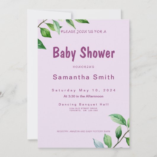 Schattigee olifant leeuw Giraffe groen Baby shower Kaart (Achterkant)