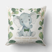 Schattigee Olifant Little Man Greenery Gold Geboor Kussen (Voorkant)