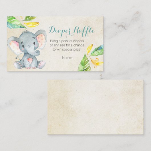 Schattigee olifant - Luier Raffle Kaart (Voorkant / Achterkant)