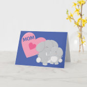 Schattigee olifant mama en Baby Moederdag Kaart (Gele Bloem)