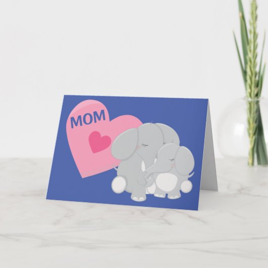 Schattigee olifant mama en Baby Moederdag Kaart (Voorkant)