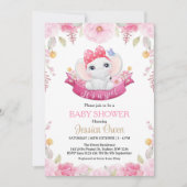 Schattigee Olifant Meisje Baby shower Uitnodiging (Voorkant)