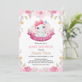 Schattigee Olifant Meisje Baby shower Uitnodiging (Staand voorkant)