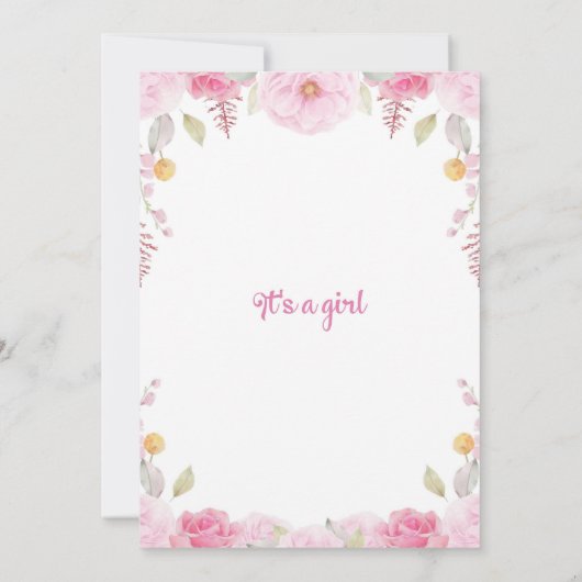 Schattigee Olifant Meisje Baby shower Uitnodiging (Achterkant)