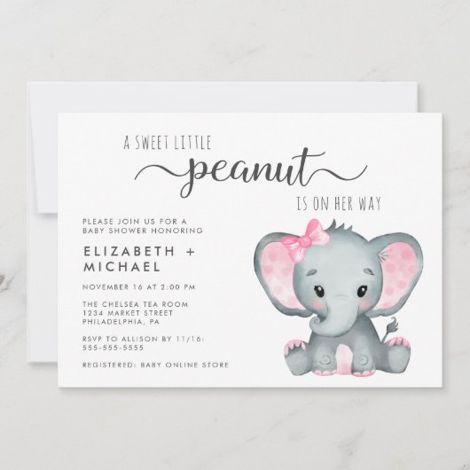 Schattigee olifant meisje koppels Baby shower Kaart (Voorkant)