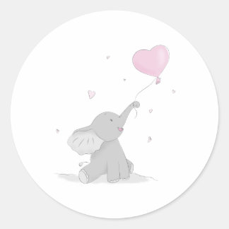 Schattigee olifant met ballon Baby shower Ronde Sticker