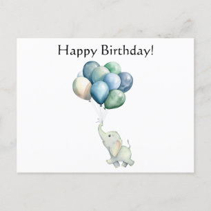 Schattigee olifant met ballonnen Briefkaart