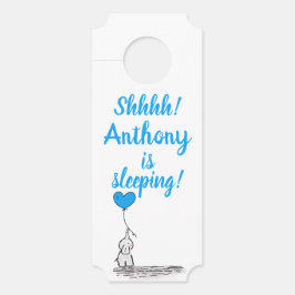 Schattigee olifant met blauwe ballon Baby slaapt Deurhanger