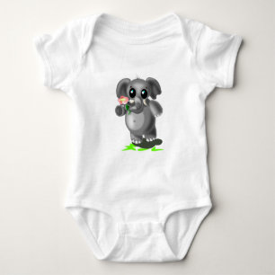 Schattigee Olifant met Bloem Baby Bodysuit