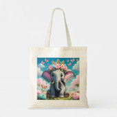 Schattigee olifant met bloemkroon tote bag (Achterkant)