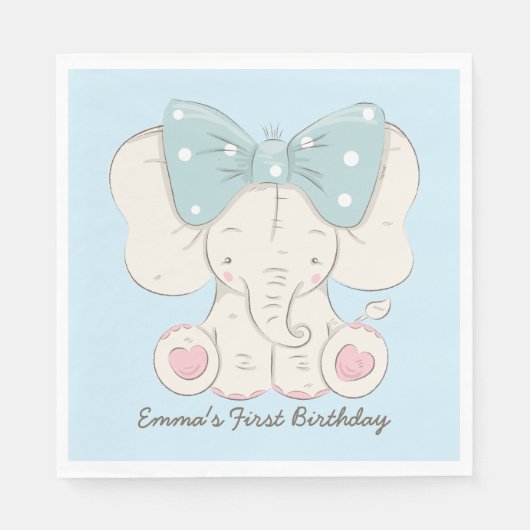 Schattigee olifant met een boog. servetten (Voorkant)