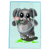 Schattigee Olifant met Flower Gift Bag - Medium Cadeauzakje (Achterkant)