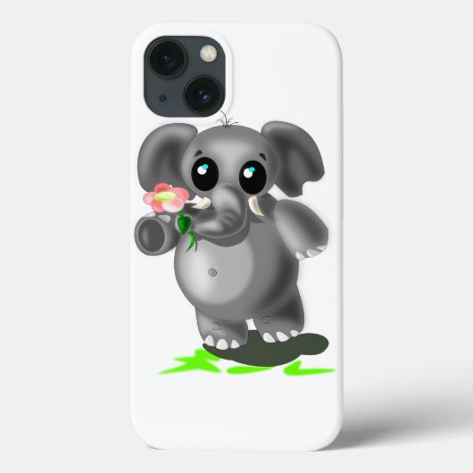 Schattigee Olifant met Flower iPhone Case (Achterkant)