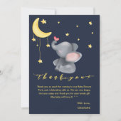 Schattigee olifant met kleine vlinder Baby shower Bedankkaart (Voorkant)
