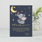Schattigee olifant met kleine vlinder Baby shower Bedankkaart (Staand voorkant)